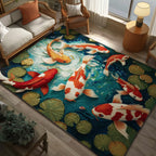 Serene Koi area rug in a living room