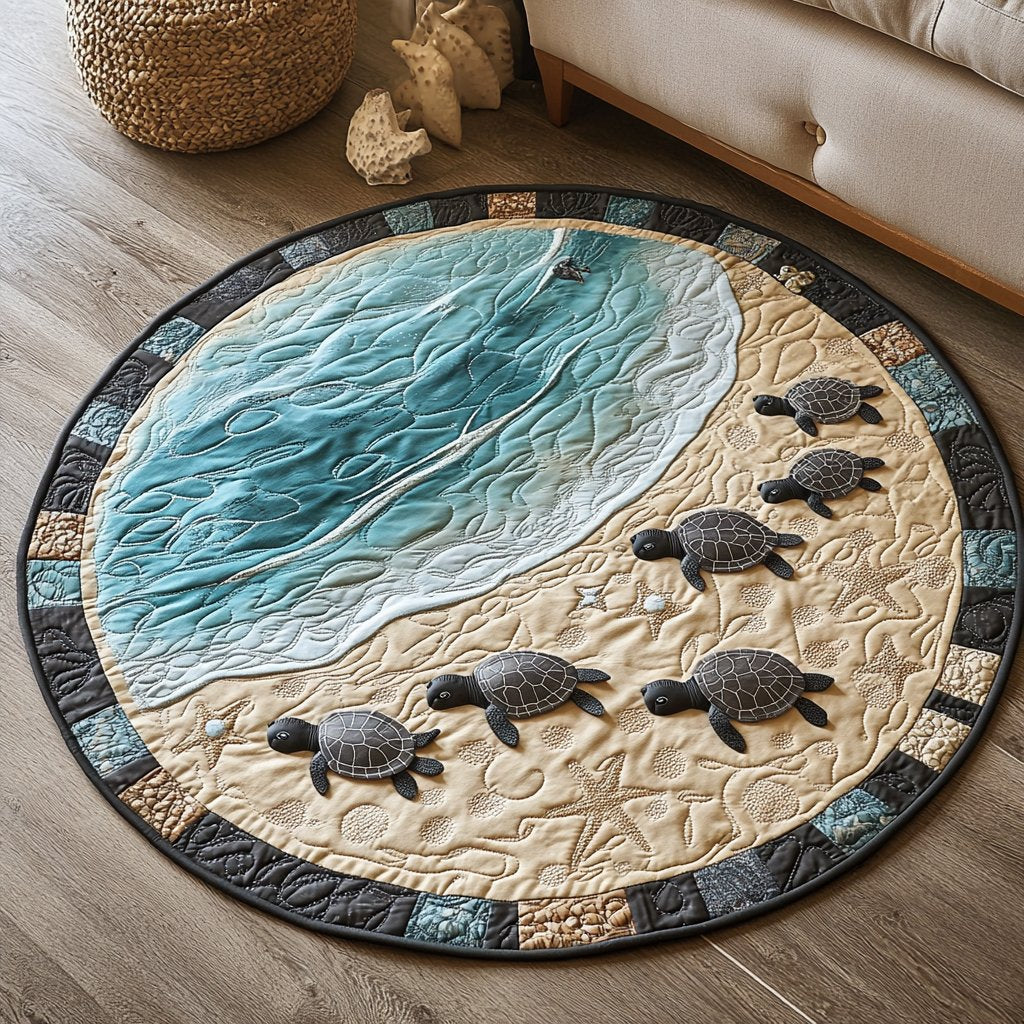 Serene Sea Traveler Round Mat Rug - washable non-slip printed rug