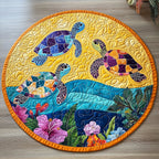 Serene Shelled Round Mat Rug - washable non-slip printed rug