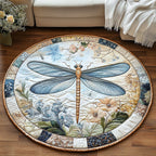 Serene Sky Dragonfly Round Mat Rug - washable non-slip printed rug