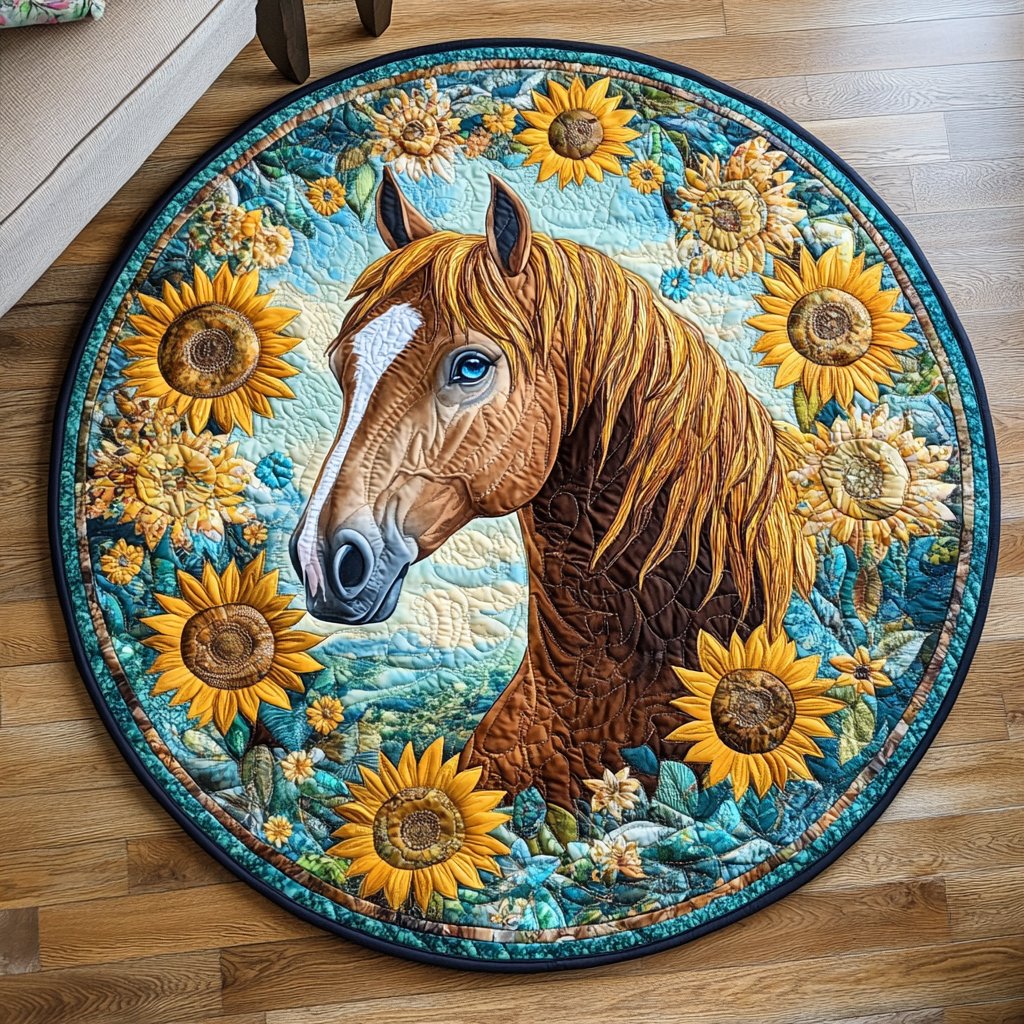 Serene Stallion Round Mat Rug - Nature Design | Serene Home Decor