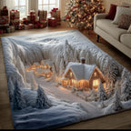 Serene Village area rug in a living room