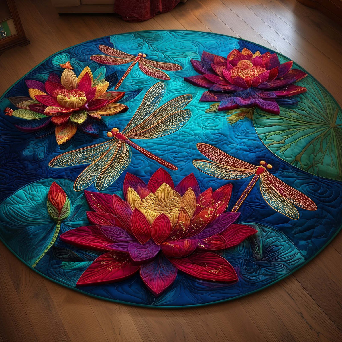 Serene Wings (Design 4) Round Mat Rug - washable non-slip printed rug