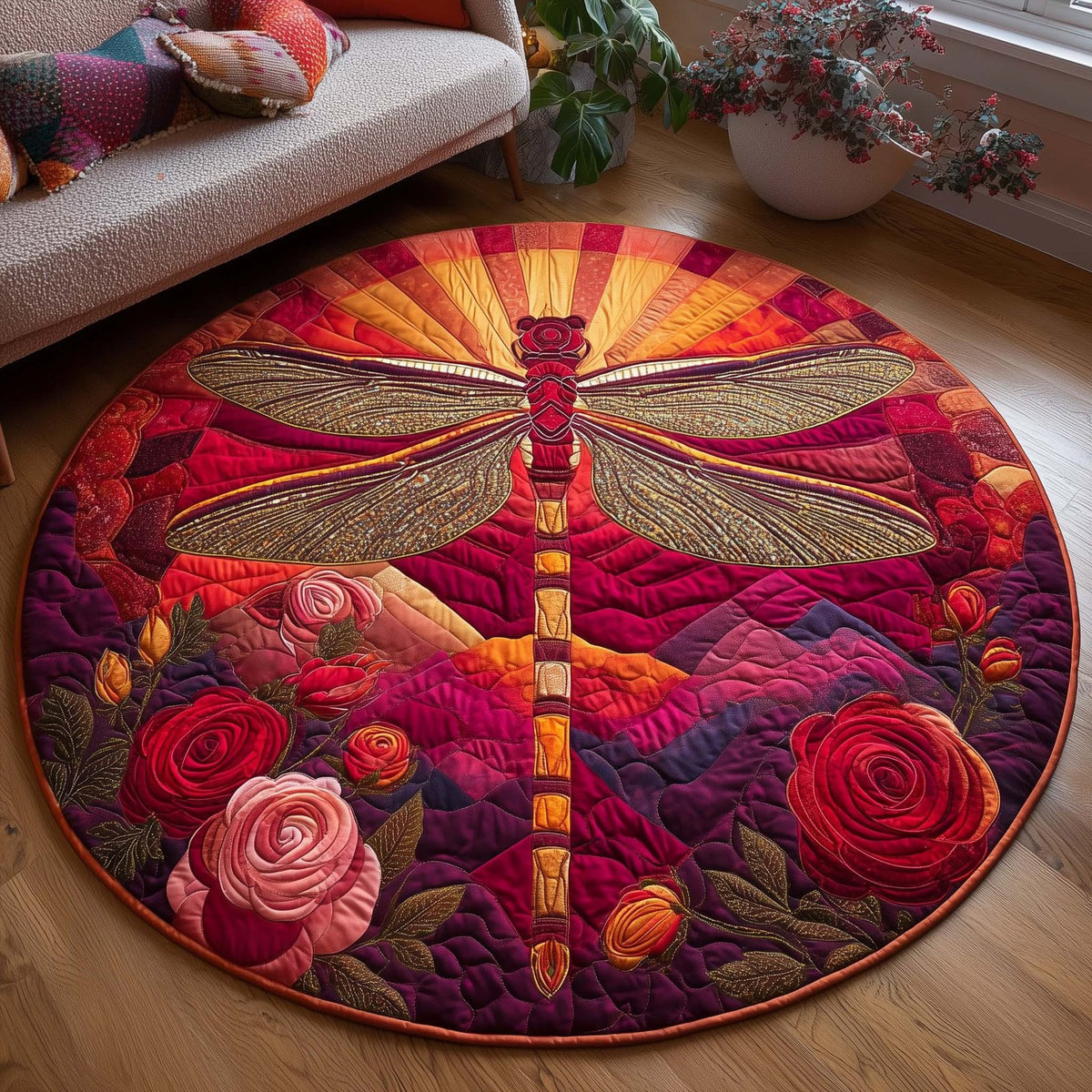 Serene Wings (Design 2) Round Mat Rug - washable non-slip printed rug