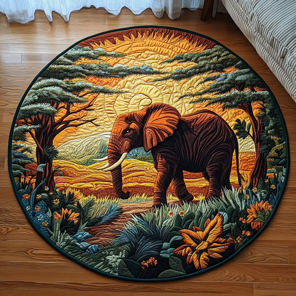 Serengeti Steps Round Mat Rug - washable non-slip printed rug