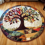 Serenity Roots Round Mat Rug - washable non-slip printed rug