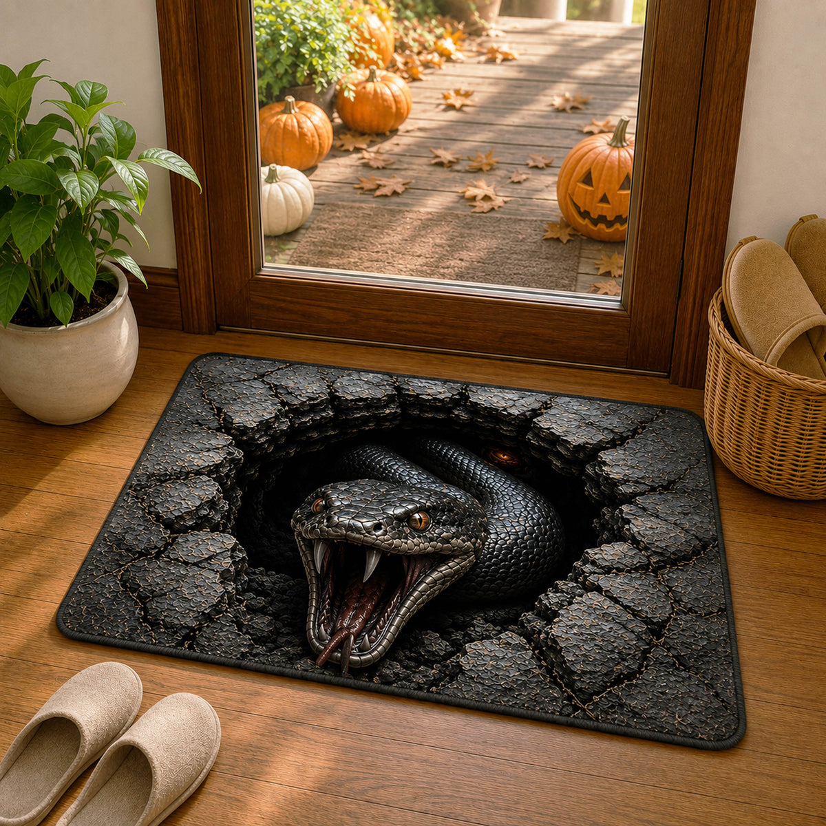 Serpent Abyss Doormat - Nature Design | Printed Welcome Doormat - washable non-slip printed rug