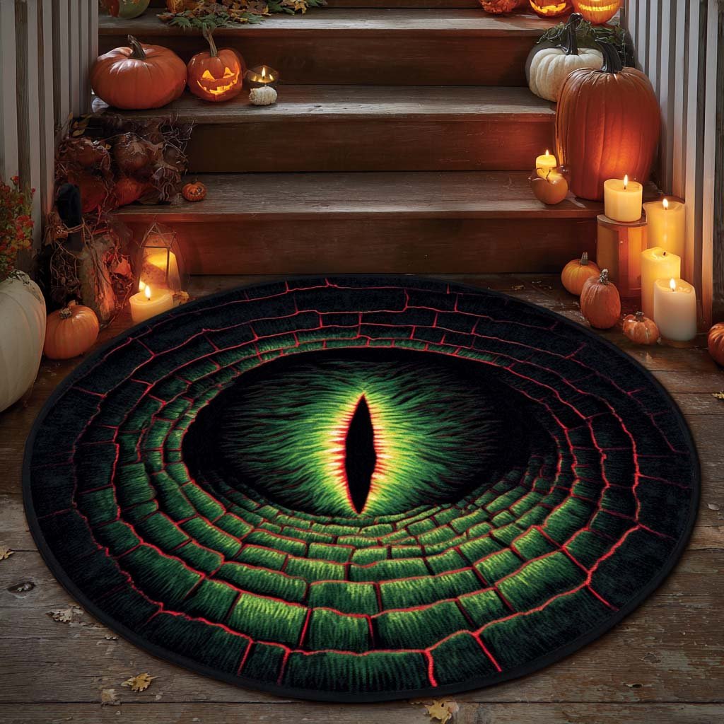 Serpent Eye Round Mat Rug - washable non-slip printed rug