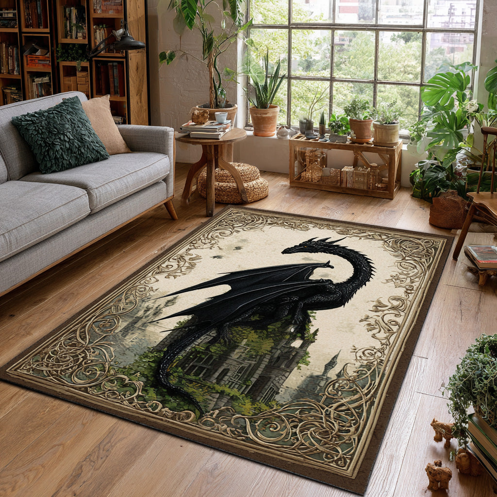 Serpent Sky area rug in a living room
