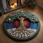 Seven Chakra Bloom Round Mat Rug - washable non-slip printed rug