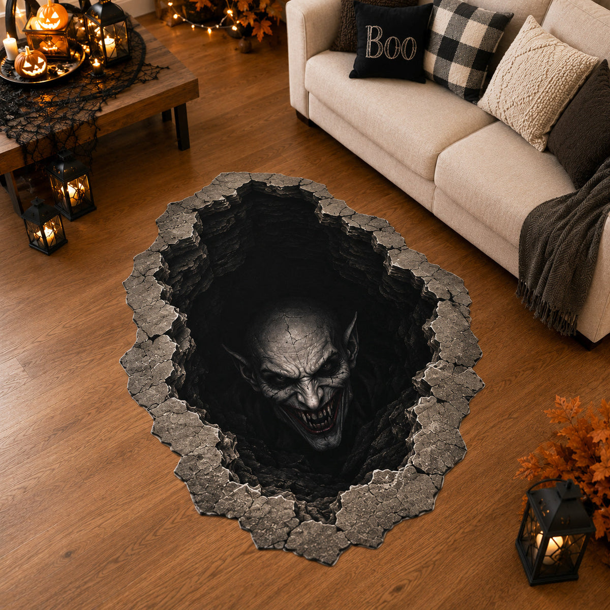Shadow Abyss Custom Shape Area Rug - Nature Design | Die-Cut Non-Slip Rug - washable non-slip printed rug