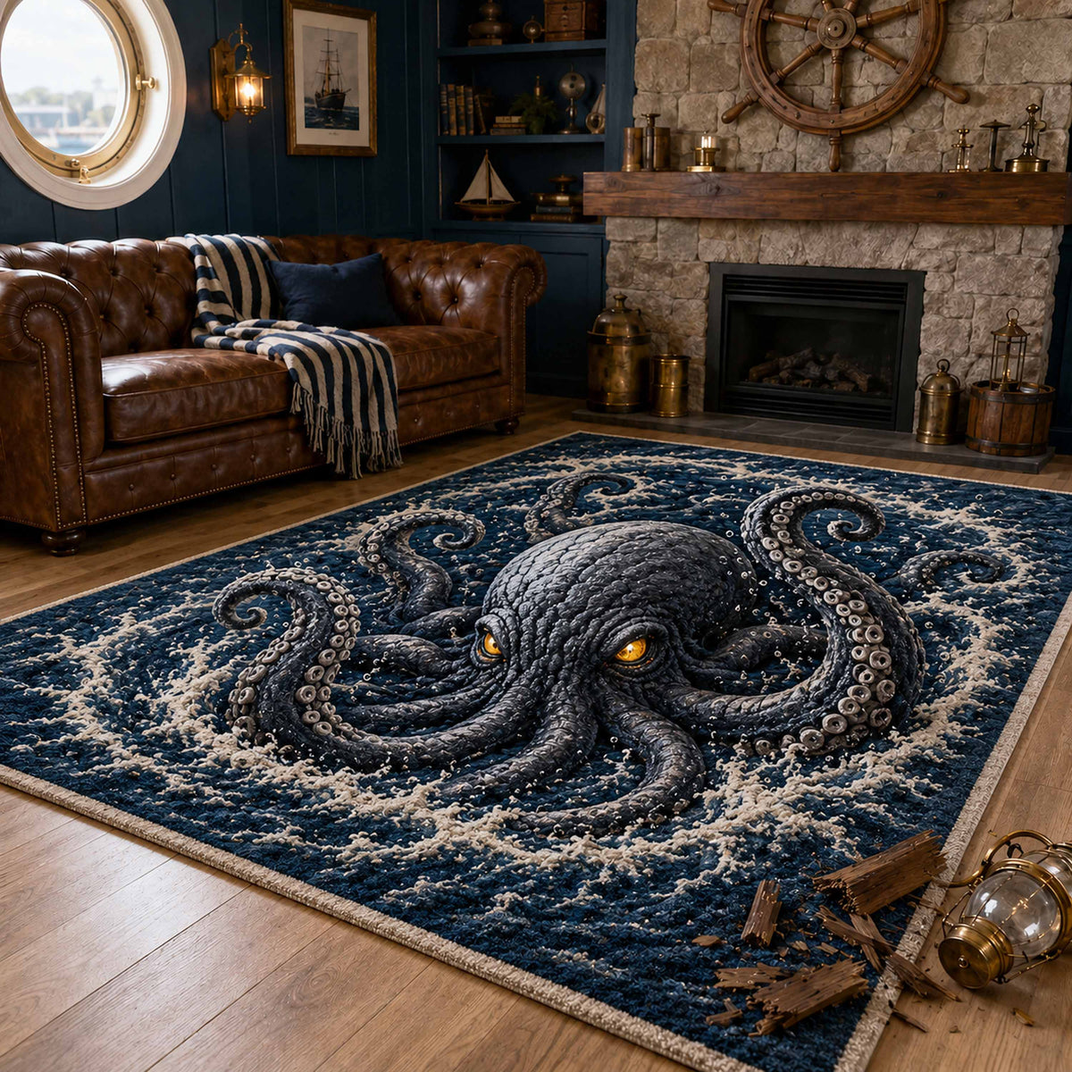 Shadow Current area rug in a living room