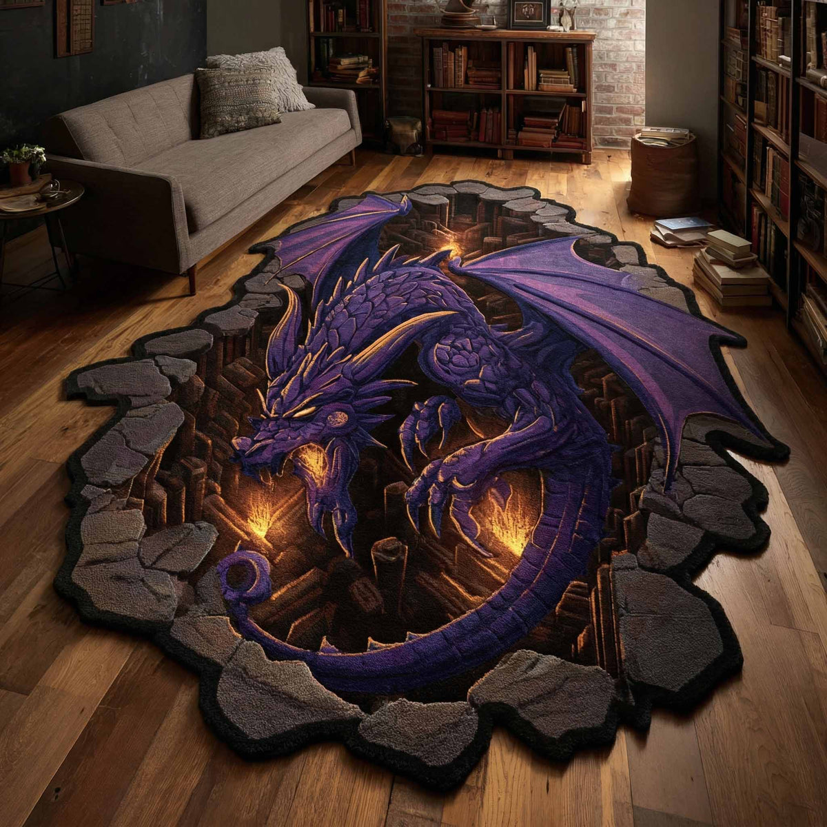 Shadow Flame Custom Shape Area Rug - Nature Design | Die-Cut Non-Slip Rug - washable non-slip printed rug
