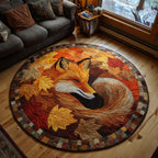 Shadow Fox Round Mat Rug - washable non-slip printed rug