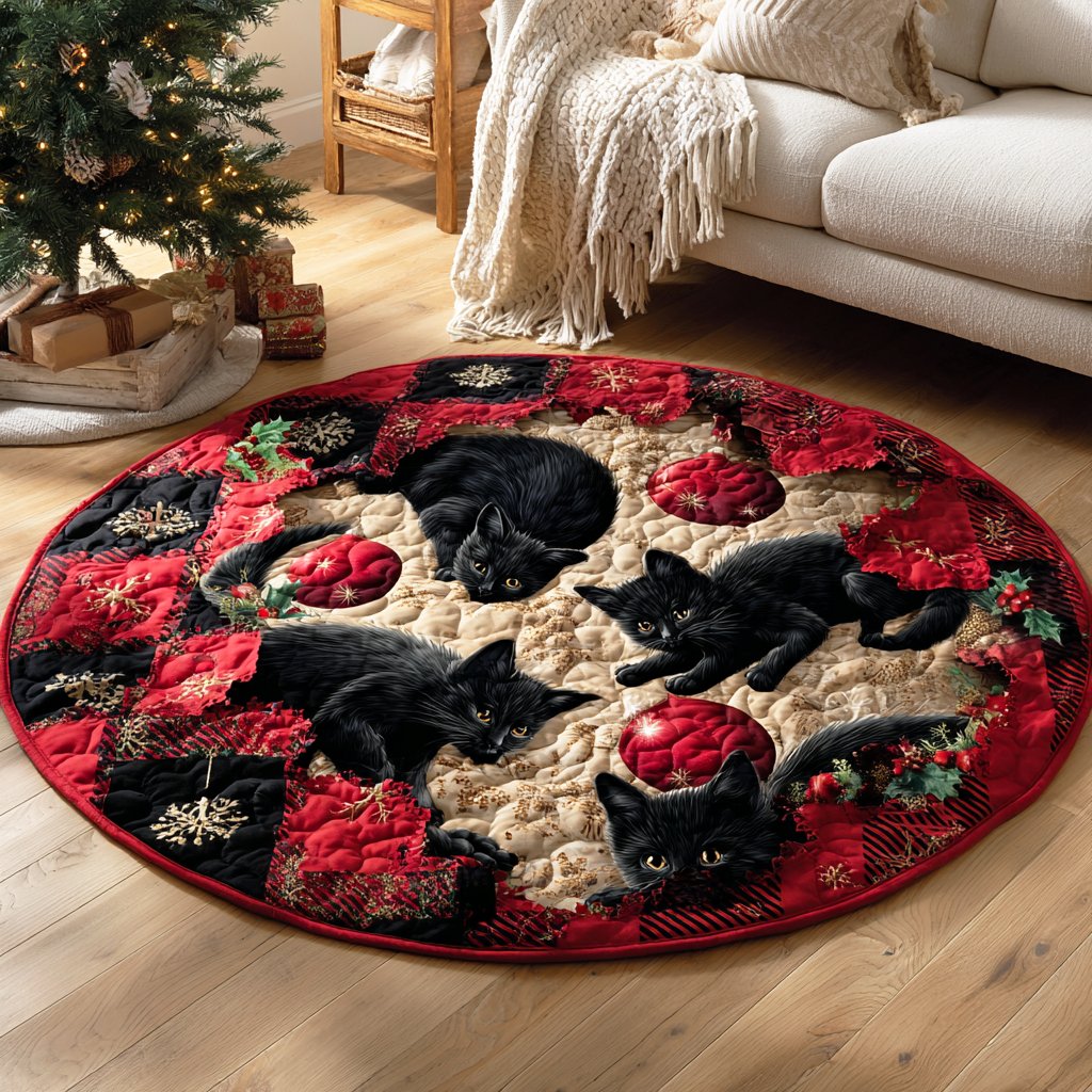 Shadow Garden Round Mat Rug - washable non-slip printed rug
