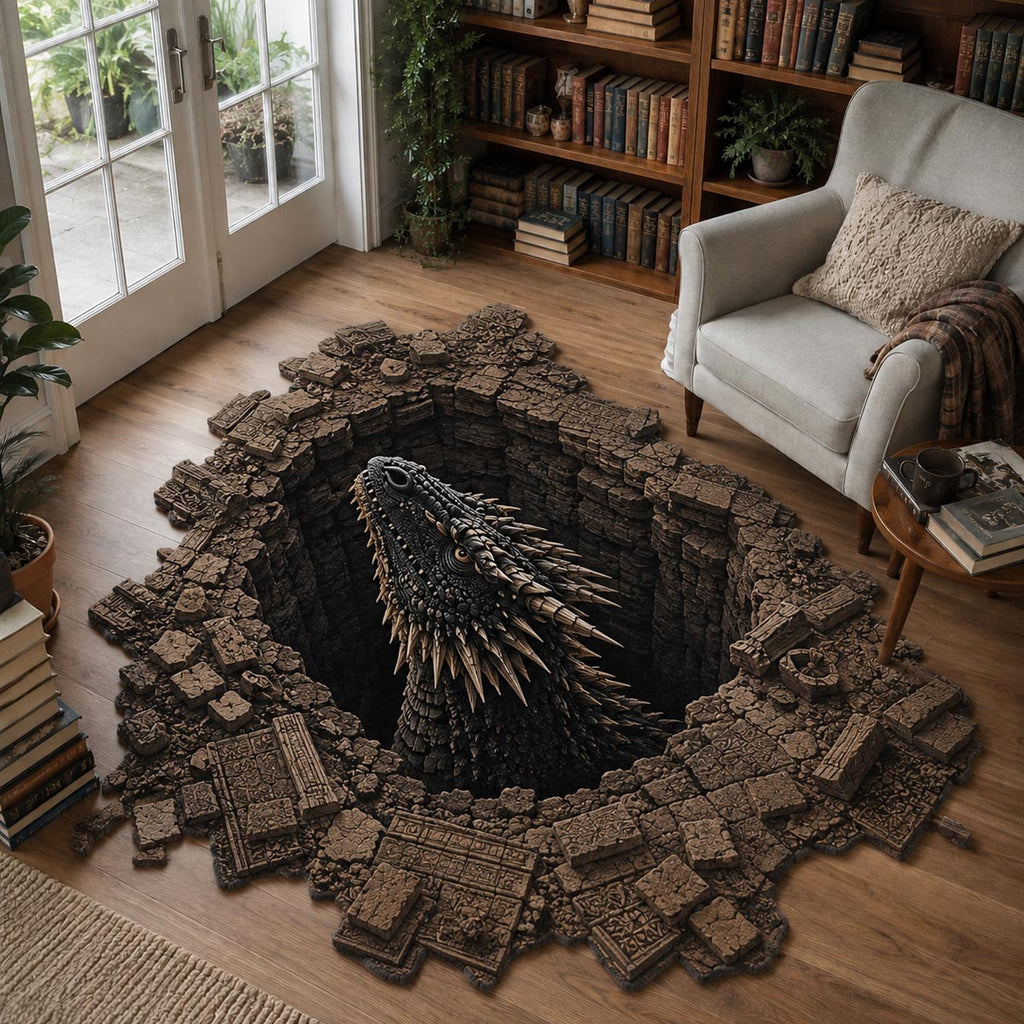 Shadow Sentinel Custom Shape Area Rug - Nature Design | Die-Cut Non-Slip Rug - washable non-slip printed rug