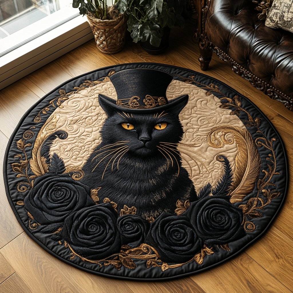 Shadow Whiskers Round Mat Rug - washable non-slip printed rug