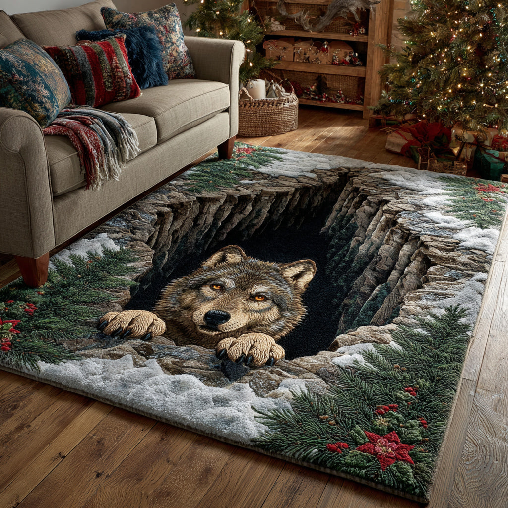 Shadow Wolf Lair area rug in a living room