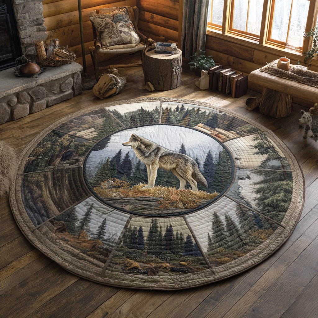 Shadow Wolf Round Mat Rug - washable non-slip printed rug