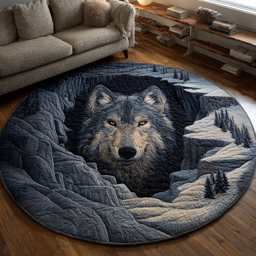 Shadow Wolf Round Mat Rug - Nature Design | Serene Home Decor