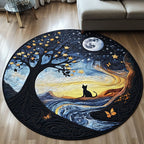 Shadowed Paws Round Mat Rug - washable non-slip printed rug