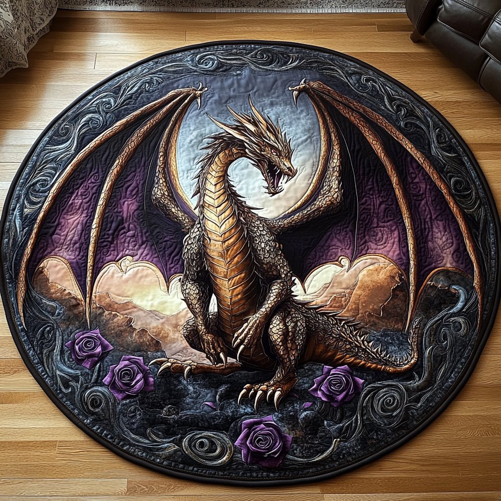 Shadowfang Round Mat Rug - washable non-slip printed rug