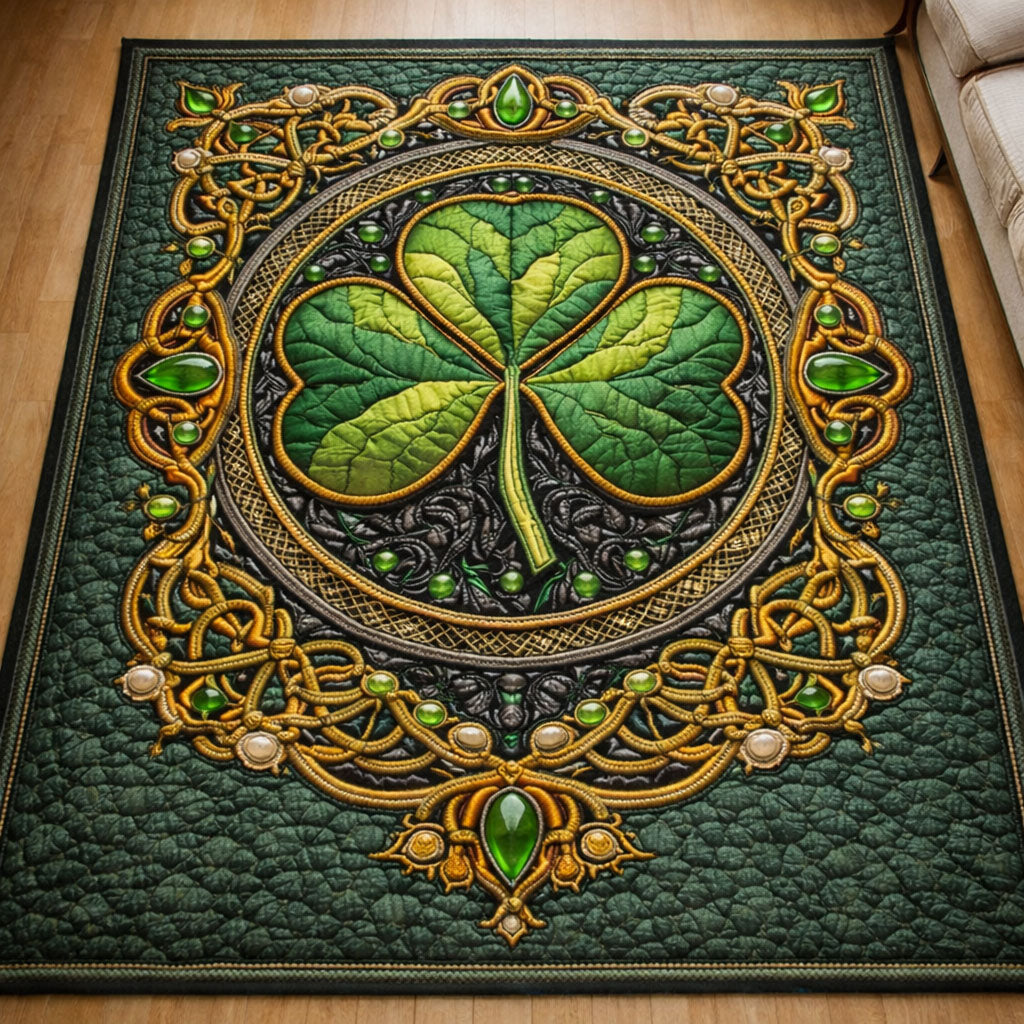 Shamrock area rug in a living room