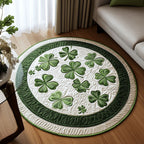 Shamrock Delight Round Mat Rug - washable non-slip printed rug