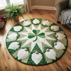 Shamrock Gnome (Design 4) Round Mat Rug - washable non-slip printed rug