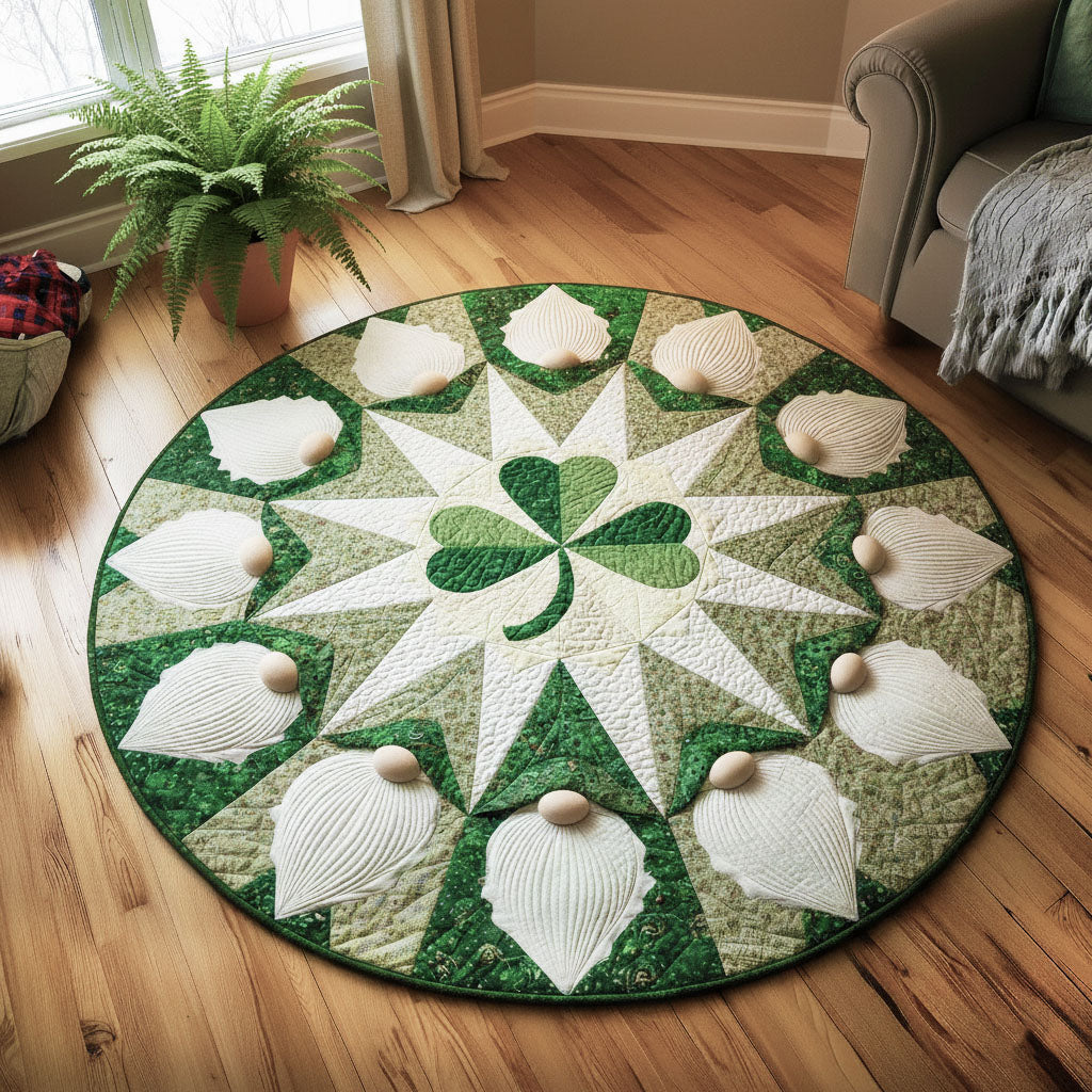 Shamrock Gnome Round Mat Rug