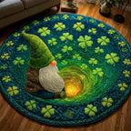 Shamrock Gnome (Design 8) Round Mat Rug - washable non-slip printed rug