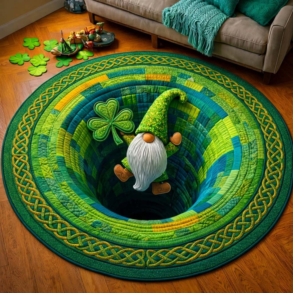 Shamrock Gnome Round Mat Rug - Nature Design | Serene Home Decor