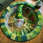 Shamrock Gnome Round Mat Rug - washable non-slip printed rug