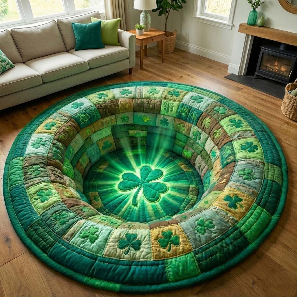 Shamrock Gnome Round Mat Rug - Nature Design | Serene Home Decor