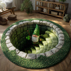 Shamrock Gnome Stair Round Mat Rug - washable non-slip printed rug