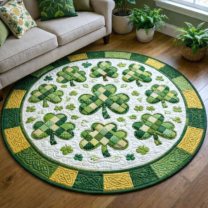 Shamrock (Design 5) Round Mat Rug - washable non-slip printed rug