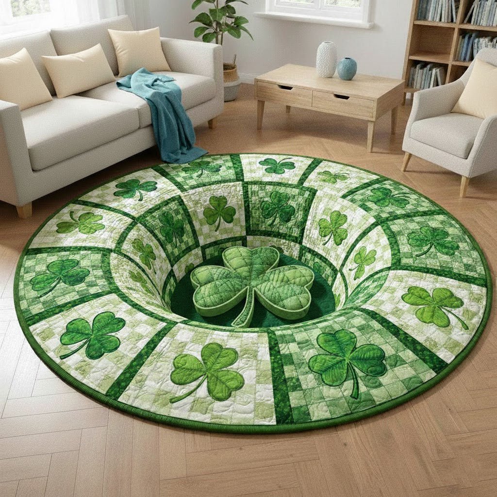 Shamrock (Design 4) Round Mat Rug - washable non-slip printed rug