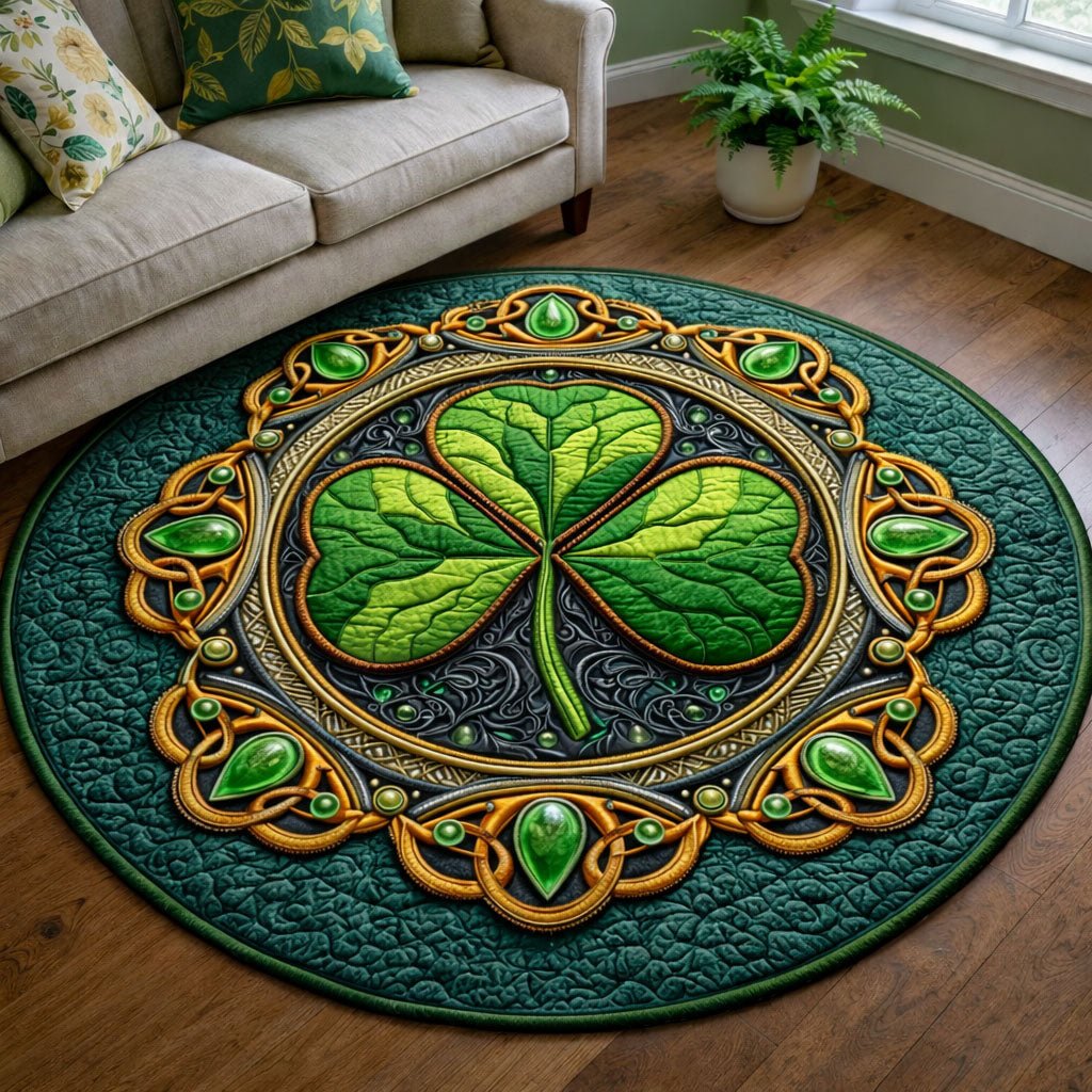 Shamrock (Design 3) Round Mat Rug - washable non-slip printed rug