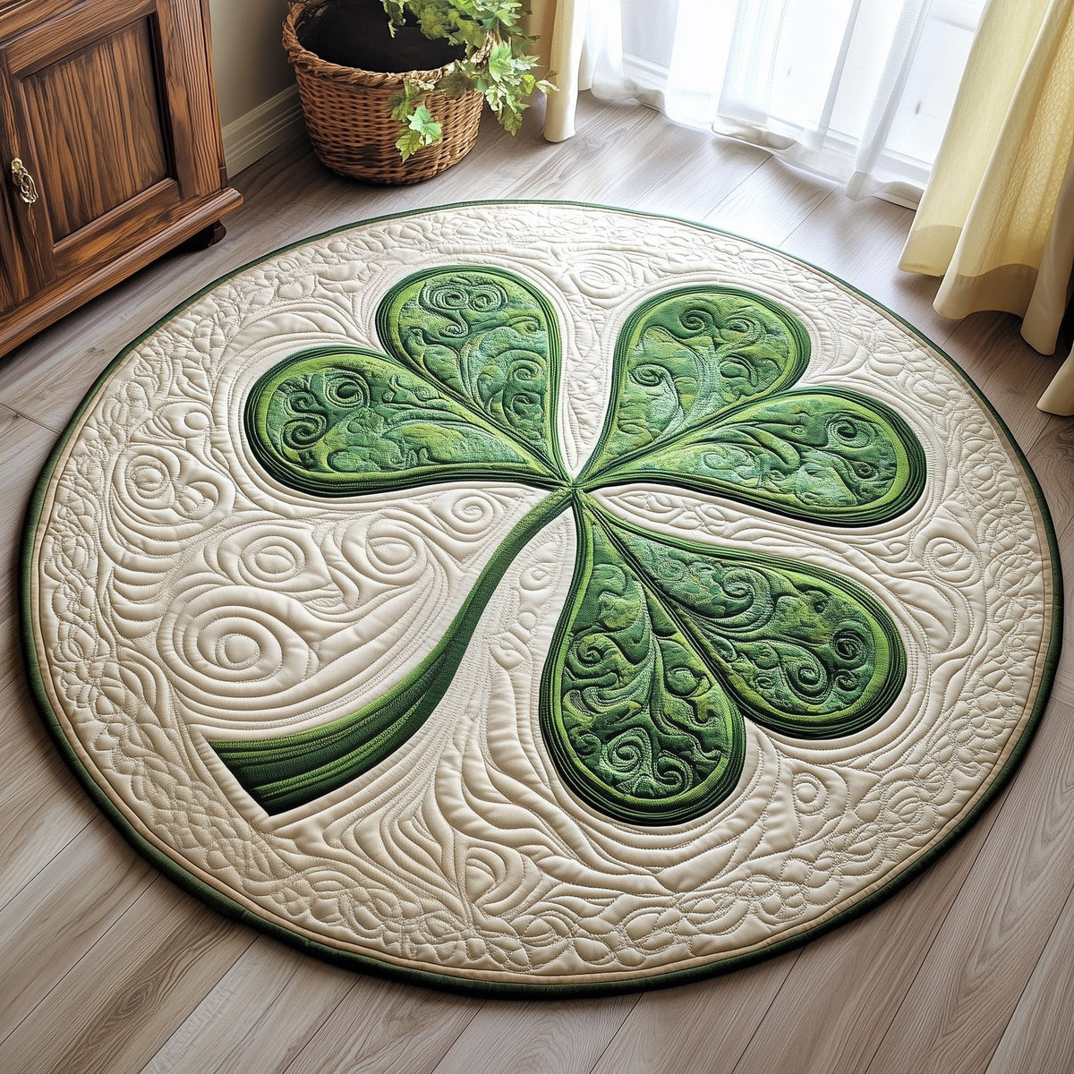 Shamrock Round Mat Rug - washable non-slip printed rug