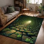 Shamrock Stone Tunnel area rug in a living room