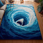 Shark Vortex area rug in a living room