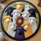Sheep Band Round Mat Rug - washable non-slip printed rug