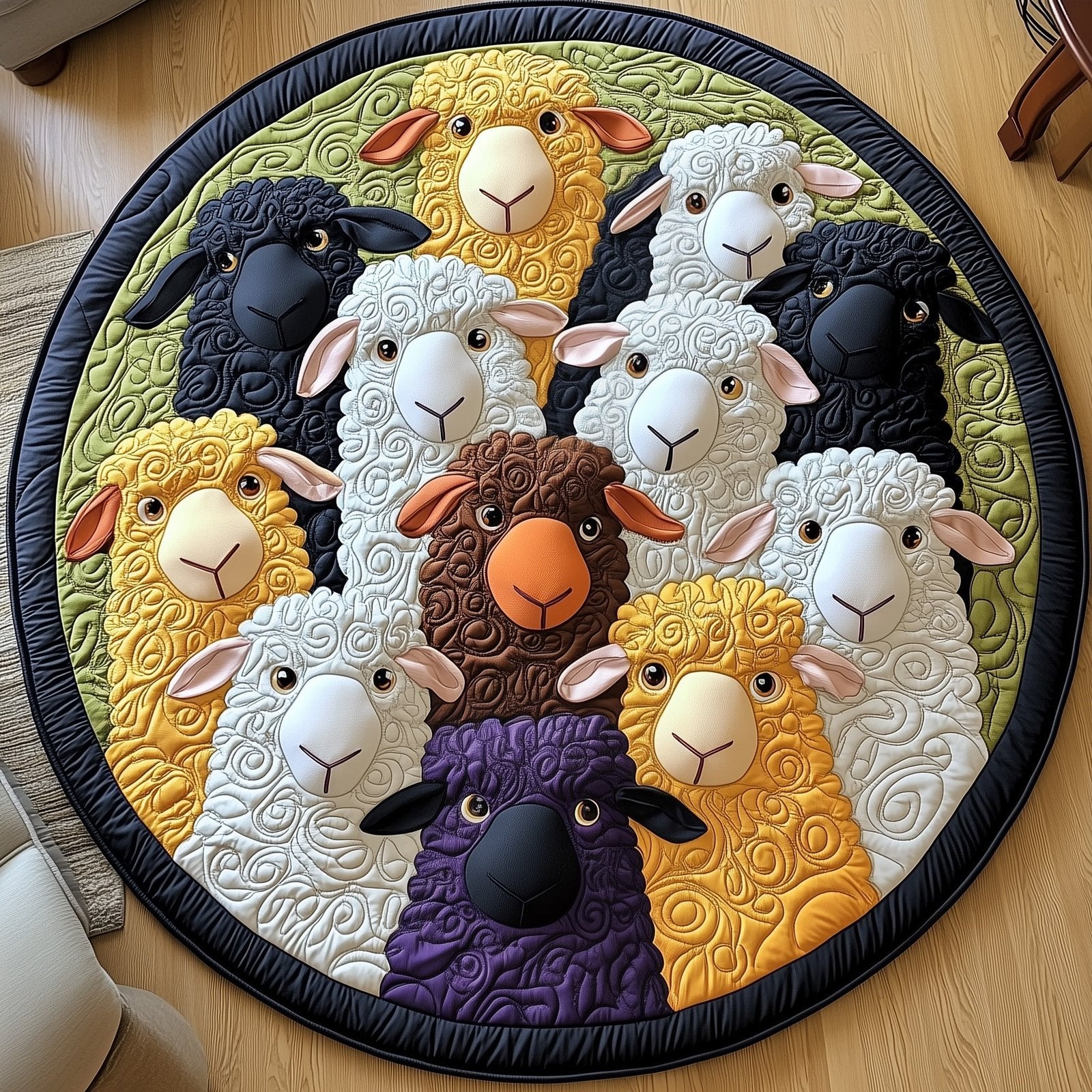 Sheep Band Round Mat Rug - Nature Design | Serene Home Decor