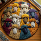 Sheep Heaven Round Mat Rug - washable non-slip printed rug