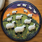 Sheep (Design 4) Round Mat Rug - washable non-slip printed rug