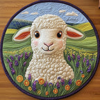 Sheep Round Mat Rug - washable non-slip printed rug