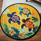 Shelled Charm Round Mat Rug - washable non-slip printed rug
