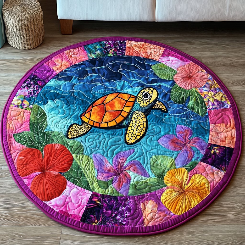 Shelled Delight Round Mat Rug - washable non-slip printed rug
