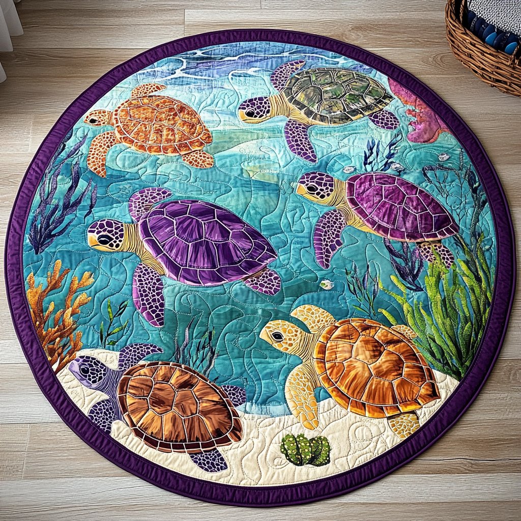 Shelled Peace Round Mat Rug - washable non-slip printed rug