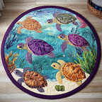 Shelled Peace Round Mat Rug - washable non-slip printed rug